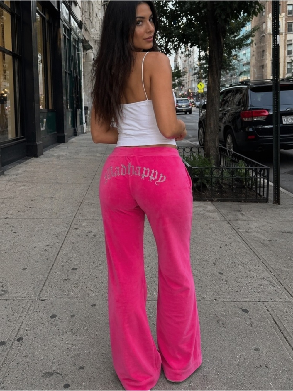 NWT Madhappy Juicy Couture Bling Velour Track Pant Hot Pink Joggers Y2K Lounge L